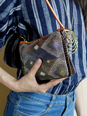 Handwoven Geometric Pattern Crossbody Bag