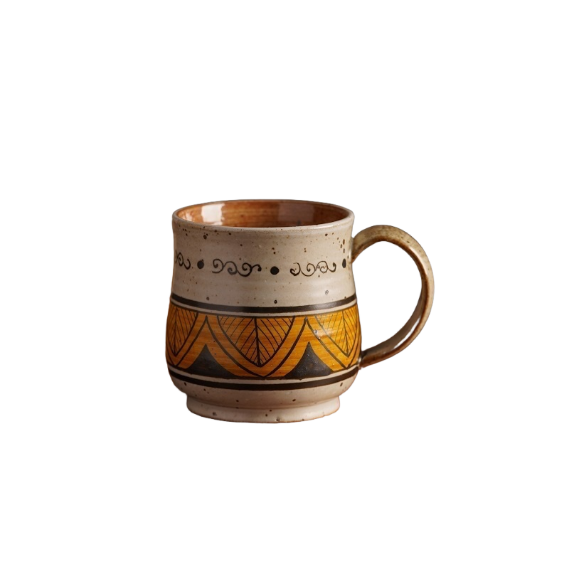 Handmade Vintage Ceramic Mug – Rustic Hand-Painted Coffee Cup 8.5 oz/250ml